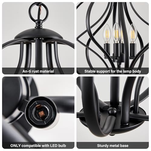 Lustre géométrique à 4 lumières pour illuminer un plafond haut