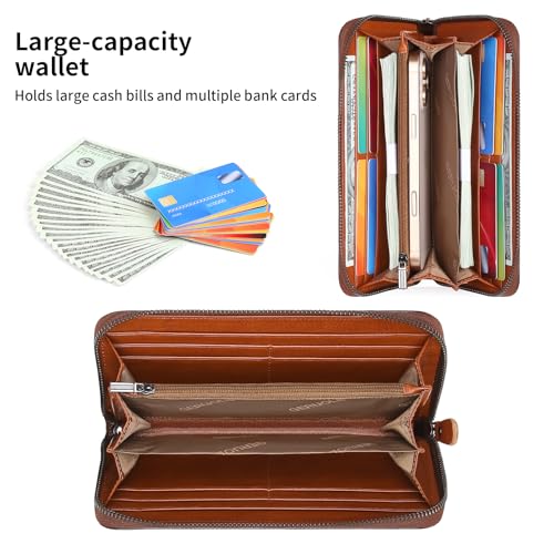Women's Wallet RFID Blocking Long Travel Leather Purse Large Capacity Credit Card Holder2