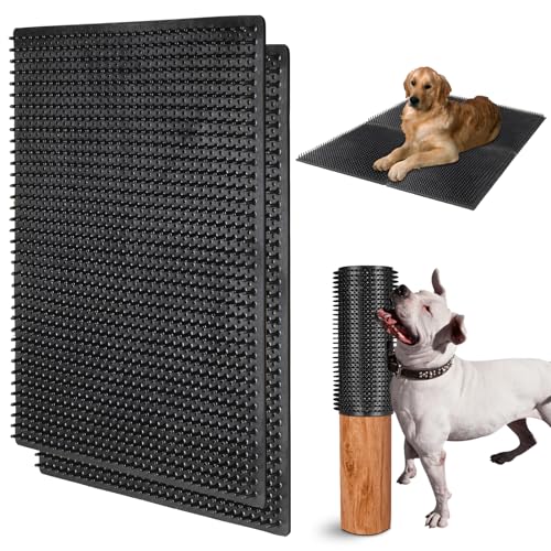 2 PCS Soft Itch Relief Pad for Dog, Gentle Scratching Post Mat Massage Bed for Summer, 14.17''*11.81'' Dog Back Scratcher and Massager, Fit for Sofa, Ground, Wooden Stake, Wall, etc