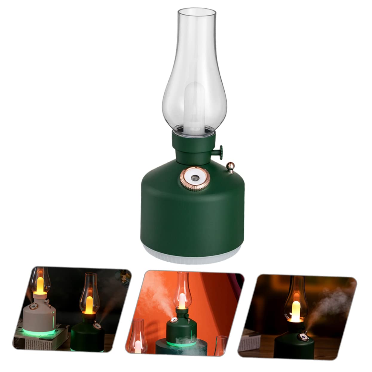 Luce Umidificatore USB Vintage da Scrivania Verde Abs | 1200mah e 280ml, Effetto Aromaterapia e Umidificazione, per Casa e Ufficio