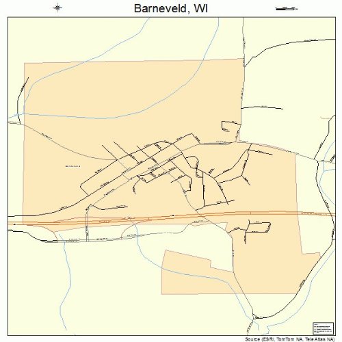 Large Street & Road Map of Barneveld, Wisconsin WI Printed poster