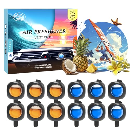 Car Air Freshener Vent Clips 12 Pack 6 Ocean 6 Hawaiian Provides Long-Lasting Scent Up to 360 Days Car Fresheners