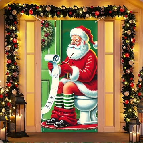 Image of BlissYard Door Banner Santa 35x71 Inch Polyester