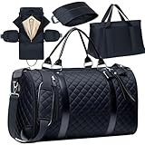 GARPROVM Anzugtasche Reisetasche für Damen, 3 in 1 Umwandelbar Kleidertaschen 2 Säcke Design mit Abnehmbar Handgepäck, Wasserdicht Wochenende Kleidersack Tasche für knitterfreie Reise (Schwarz)