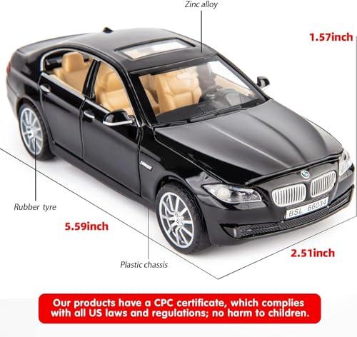 Image of Exclusive Alloy Metal Pull Back Die-Cast Car Diecast Metal Pullback Toy Car with Openable 6 Doors,Light Music Boys Gifts Toys (1:32 B-M-W 535i - Multicolor)