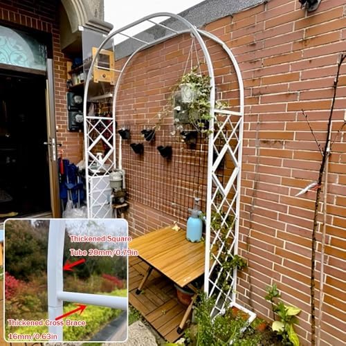 Sturdy Metal Garden Arch Trellis for Climbing Plants - Thickened Tube Design, Elegant Wedding & Party Decor, 86.6" W x 94.5" H, Black Garden Arbor