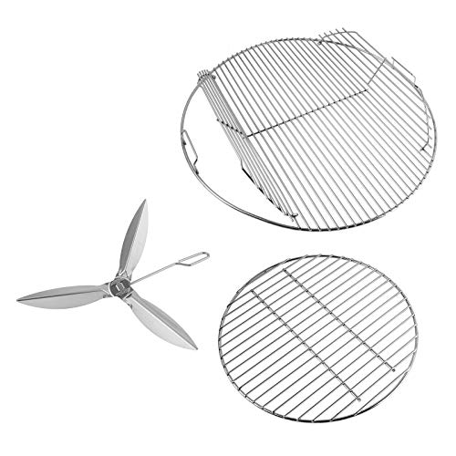 Grill Grates for Weber 22 22.5 Charcoal Grill Cooking Grate Charcoal Grate for Weber 7436 7441 Kettle Bar-B-Kettle Master-Touch Grill One-Touch Cleaning System Kit for We ber 7444