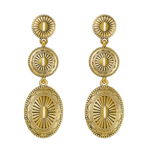 Vintage Western Earrings for Women Boho Vintage Silver/Gold Turquoise Earrings for Women Western Statement Jewelry for Country Concert Outfits - Main Image