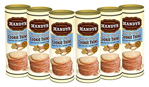 Image of Mandy's Cookie Thins, Simply Sugar Flavor, 4.6 Oz, Pack of 6, 42 Cookies, Light & Crispy, Halal