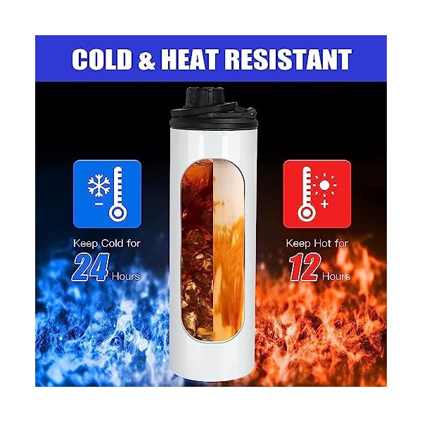 30 Pack Sublimation Water Bottle Blanks 20 oz Sublimation Sports Water Bottle with Handle Stainless Steel Sublimation Tumbler Blanks with Lids and Straws, Individually Box, White, DIY Gift - Image 5