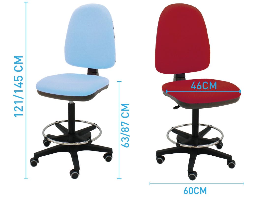 La Silla de Claudia LSC Taburete Giratorio ERGONÓMICO M0D/Torino (Respaldo Y REPOSAPIÉS Regulable)-Base Negra (Negro)