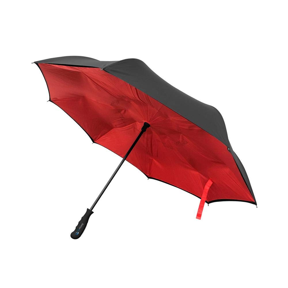 BetterBrellaBetter Brella Compact - Wind-Proof Reverse Open Upside Down Umbrella - Red