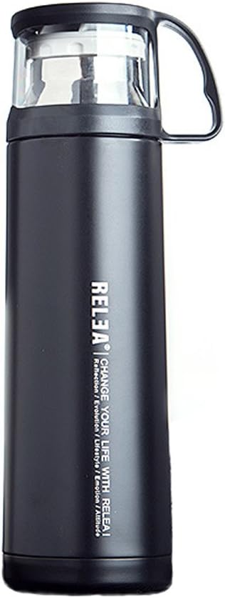 Faslov Vaccum Mug Stainless Steel Insulation Cup with Handle Thermal Coffee Mug for Hot and Cold Drinks (Black) by Relea