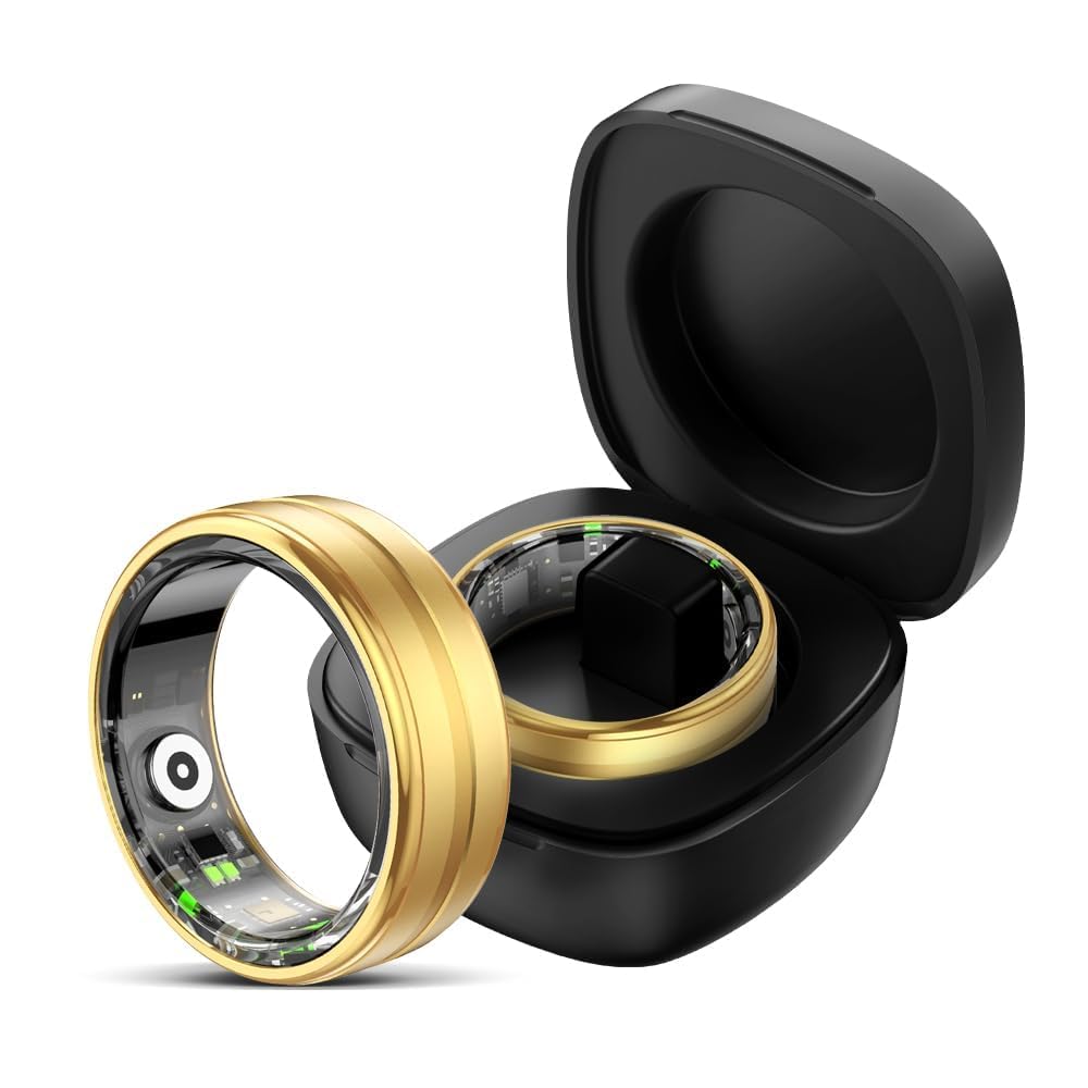 findtime Smart Ring for Men Women Gold Fitness Ring Android iOS Fitness Tracker Heart Rate Blood Oxygen Sleep Monitor Activity Tracker for Sports Time, Distance, Calories,GD8 โ image 1