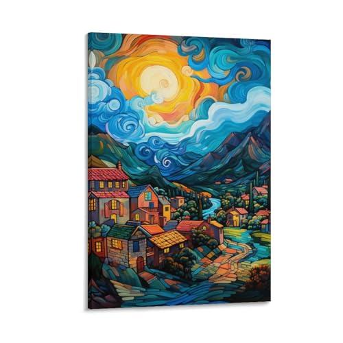 Toile Les villages pour habiller un mur vide et raviver la décoration de chambre