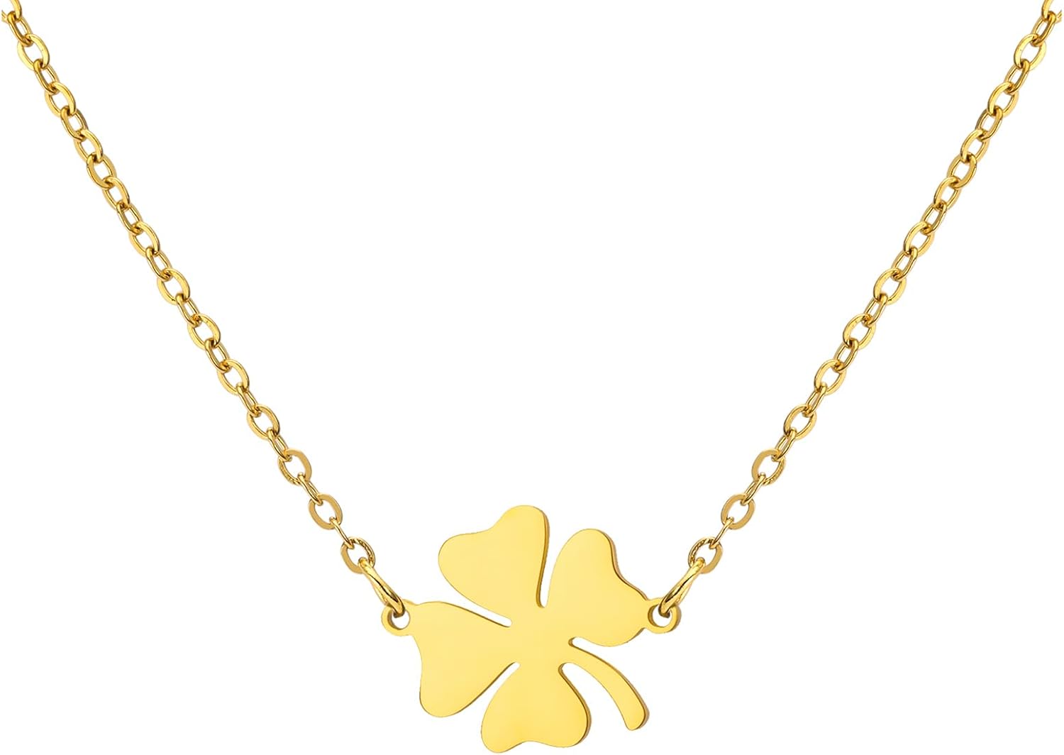 Lucky Four Leaf Clover Necklace for Women Stainless Steel Clover Pendant Necklace St Patricks Day Gifts Lucky Charms Gift