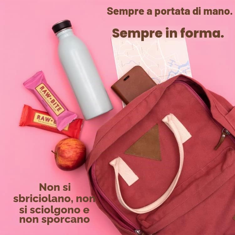 RAWBITE Bio, Barretta di frutta e noci in scatola, 12 pezzi, vegan, senza glutine e senza lattosio, confezione grande, confezione da 12