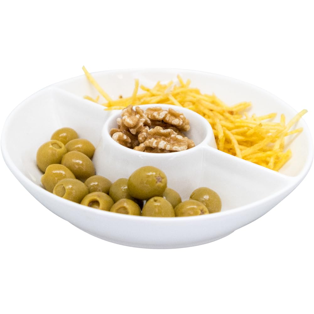 NERTHUS FIH 1338 Porcelain Triple Round Snack Dish, Elegant Presentation of Your Favorite Appetizers