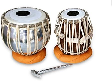 TABLA DRUM SET, HANDMADE PROFESSIONAL QUALITY IRON TABLA DRUM SET, IRON BAYAN SHEESHAM WOOD DAYAN TABLA, GREAT SOUND WITH TUNNIG HAMMER, CUSHIONA & COVER