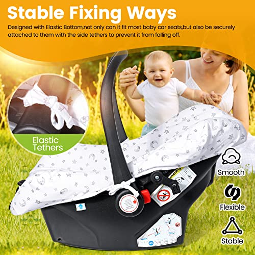 Orzbow Infant Car Seat Cover Liner, Universal Fit Carseat Protective Cover, Made of 100% Cotton - Breathable Prevent Wear & Dirt Suitable Travel Systems (0-12m), Easy to Clean, Machine Washable, White