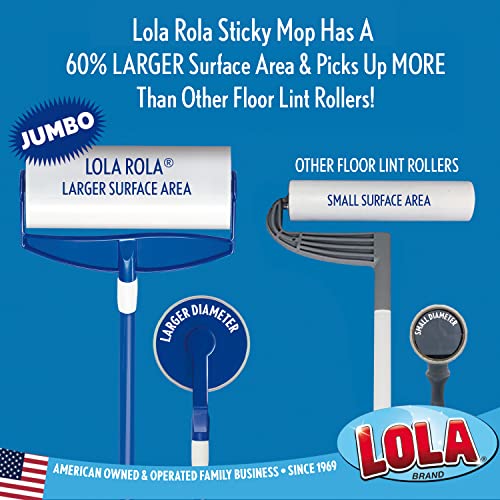 Lola Rola Sticky Mop Refills | Traps Dirt, Dust, and Hair | Pet Hair Remover & Cleaner | Giant Adhesive Roller | 30 Large Adhesive Floor & Carpet Cleaner Roller Mop Perforated Sheets | 1 Pack - Thumbnail 3