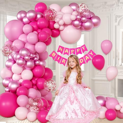 Image of Pink Balloon Garland Arch Kit with Hot Pastel Light Pink Balloons