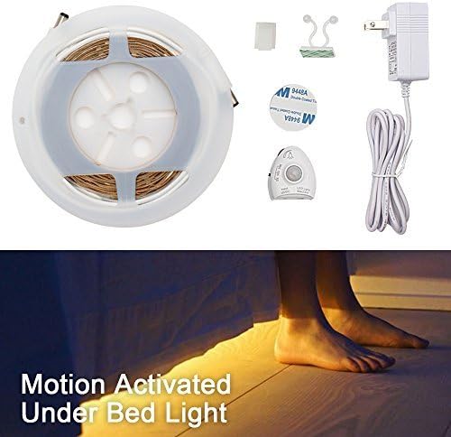 Haian Motion Activated Bed Light,under Bed Lights Dimmable Motion Sensor Night Light Bedside Lamp Illumination,47inch LED Strip with Automatic Shut Off Timer for Bedroom,Warm White 2700K