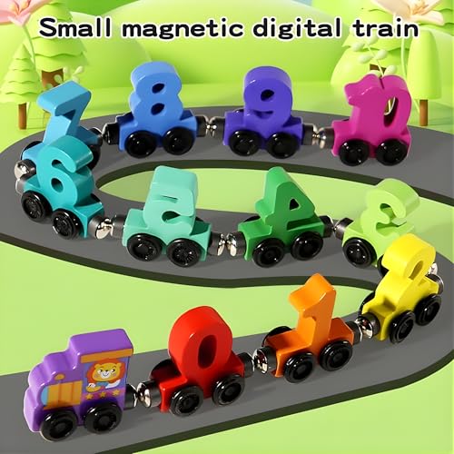 Image of Crackles Small Wooden Magnetic Digital Train Toy for Kids (0-10) | Montessori & STEM Learning Number Train with Engine | Early Learning Educational Toy for Toddlers & Preschool Kids