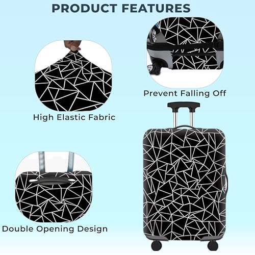 Image of Kraptick Printed Luggage Cover-Suitcase Cover with Double Opening Design, Travel Suitcase Cover for Protection, Protective Elastic Trolley Cover, Cover Bag with Geometric Printed Design (18-21 Inch)