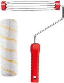 Rolo de Pintura 23cm Lã Microfibra 10mm Antirespingo + Suporte Garfo Gaiola Com Rosca