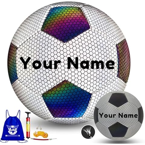 KPASON Customized Soccer Ball, Personalized Holographic Soccer Ball Gift Size 5 Cover