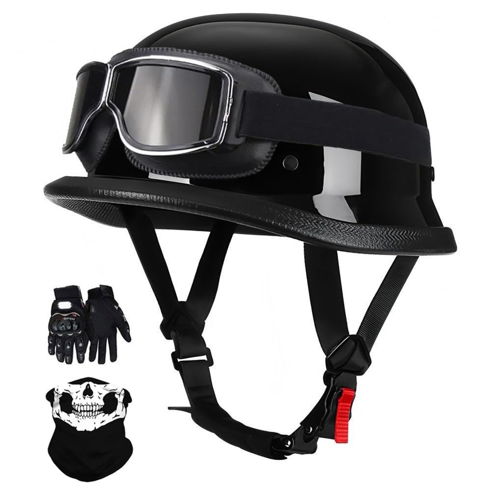 Casco medio de motocicleta estilo alemán para crucero y ciclomotor 8