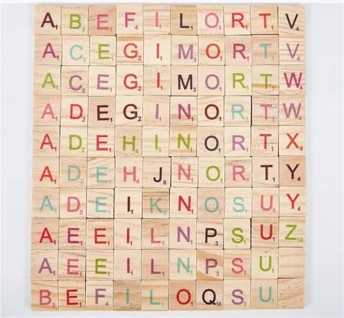 6sets Colorful Wood Letter Tiles A-Z Capital Letters Pieces miniatura 2