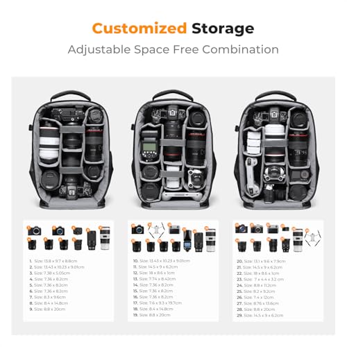 Image of K&F CONCEPT Camera Backpack,Hardshell Photography DSLR Camera Bag with 15-15.6 Inch Laptop Compartment Waterproof Hard Shell Camera Case