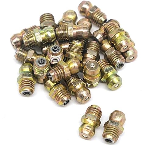 AutoE 25 Pcs/Set 1/4-28 SAE-LT Copper Taper Thread Grease Zerk Nipple Fitting (Straight) Cover