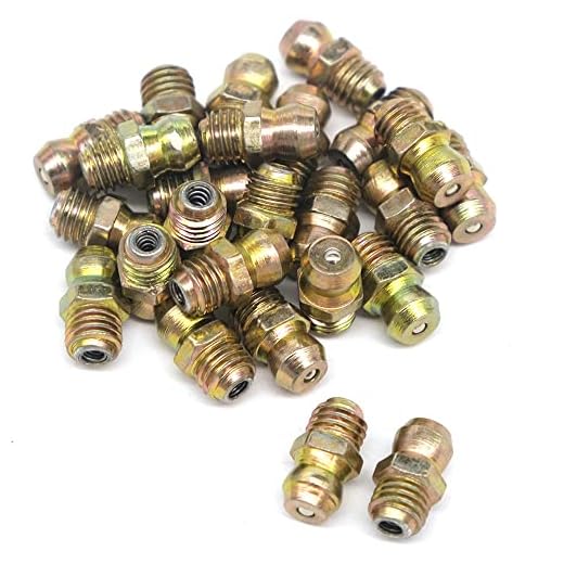 AutoE 25 Pcs/Set 1/4-28 SAE-LT Copper Taper Thread Grease Zerk Nipple Fitting (Straight)