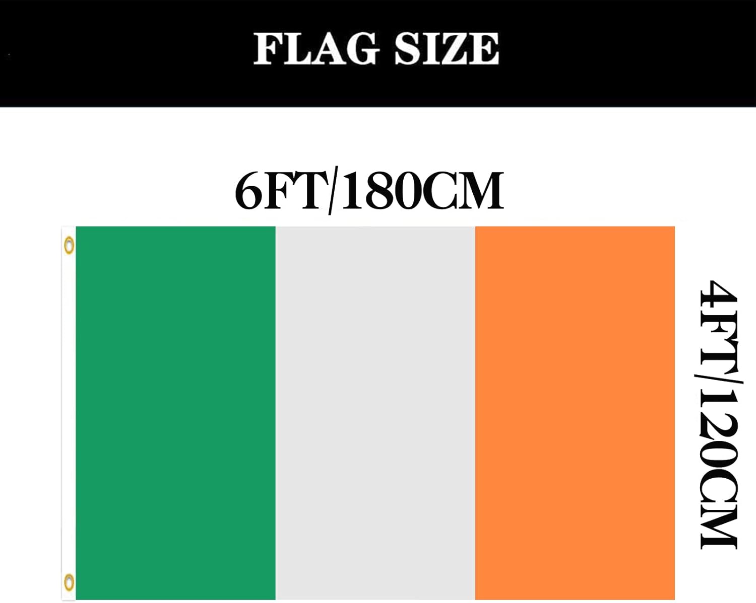 Double Sided Ireland Flag 4x6 FT Outdoor- UV Fade Resistant 3Ply Irish National Flags Canvas Header with 2 Brass Grommets Easy to Rising