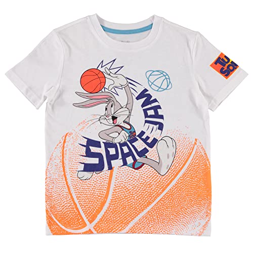 Boy's Space Jam T-Shirt And Shorts Bundle - Space Jam 2 Boys Clothing Set (White/Orange, 4-5) #TOP1