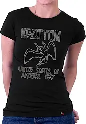 Camiseta Feminina Babylook Led Zeppelin United States 1977
