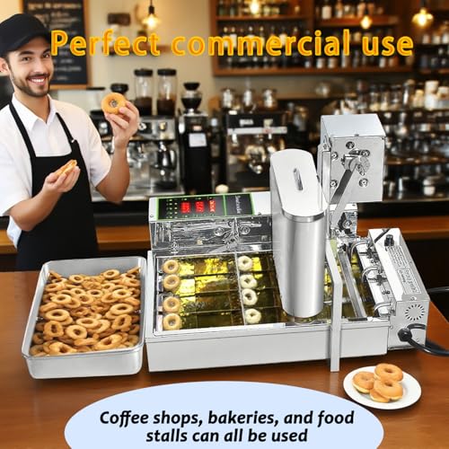 Wtecom 4 Rows Donuts Commercial Frying Donuts Maker, Automatic Mini Donut Maker Machine, Doughnut Maker, For Restaurant, Bakery, Party, Dessert Shop, 1750 Pcs/hour - Thumbnail 6