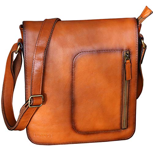 Banuce small vintage full grains italian leather messenger bag fo…