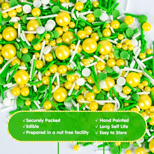 Image of Edible Green Yellow White Sprinkles,Confetti Pearls Jimmies Sugar Sprinkle