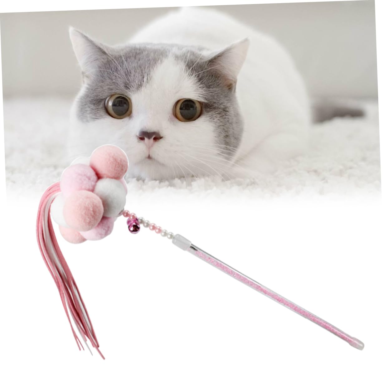 Yardwe 3pièces Interactif pour Chat avec Pompon Et Franges Longues Jouet pour Instinct Naturel De Couleur Aléatoire