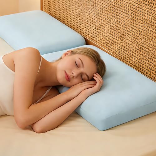 Image of HIMOON Cooling Memory Foam Pillow, Bed Pillow for Sleeping, Standard Size, Breathable Memory Foam, Premium Support with Washable Cover for Back, Side and Stomach Sleepers (2 Packs)