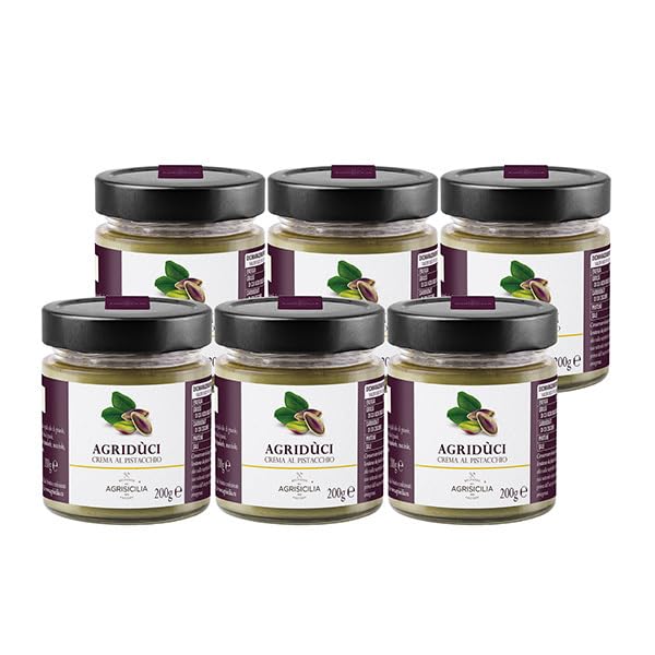 Crema para untar de pistacho Agrisicilia 40%, tarro de 200 gramos, ideal para el desayuno y como ingrediente para postres