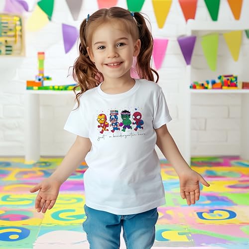 Just A Kindergarten Hero #1 Kids Shirts, X-Small-Medium, Boys Or Girls, Super-Heroes, Great for The First Day of School2