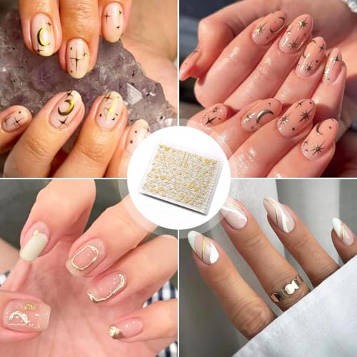 Image of MAYCREATE Gold Line 3D Nail Art Stickers, 30 Sheets, Self-Adhesive Decals