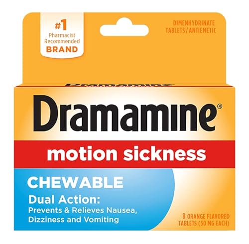 Dramamine Chewable Motion Sickness Relief, 8 Tablets each (Pack of 5)