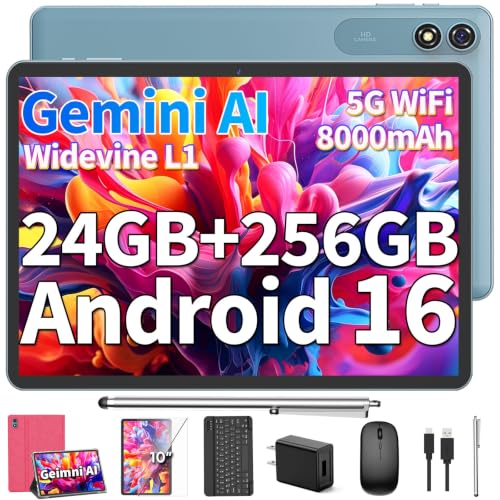 Image of Android 10 inch, AI Android 16 Tablet with Keyboard, 24GB+256GB+2TB, Pink