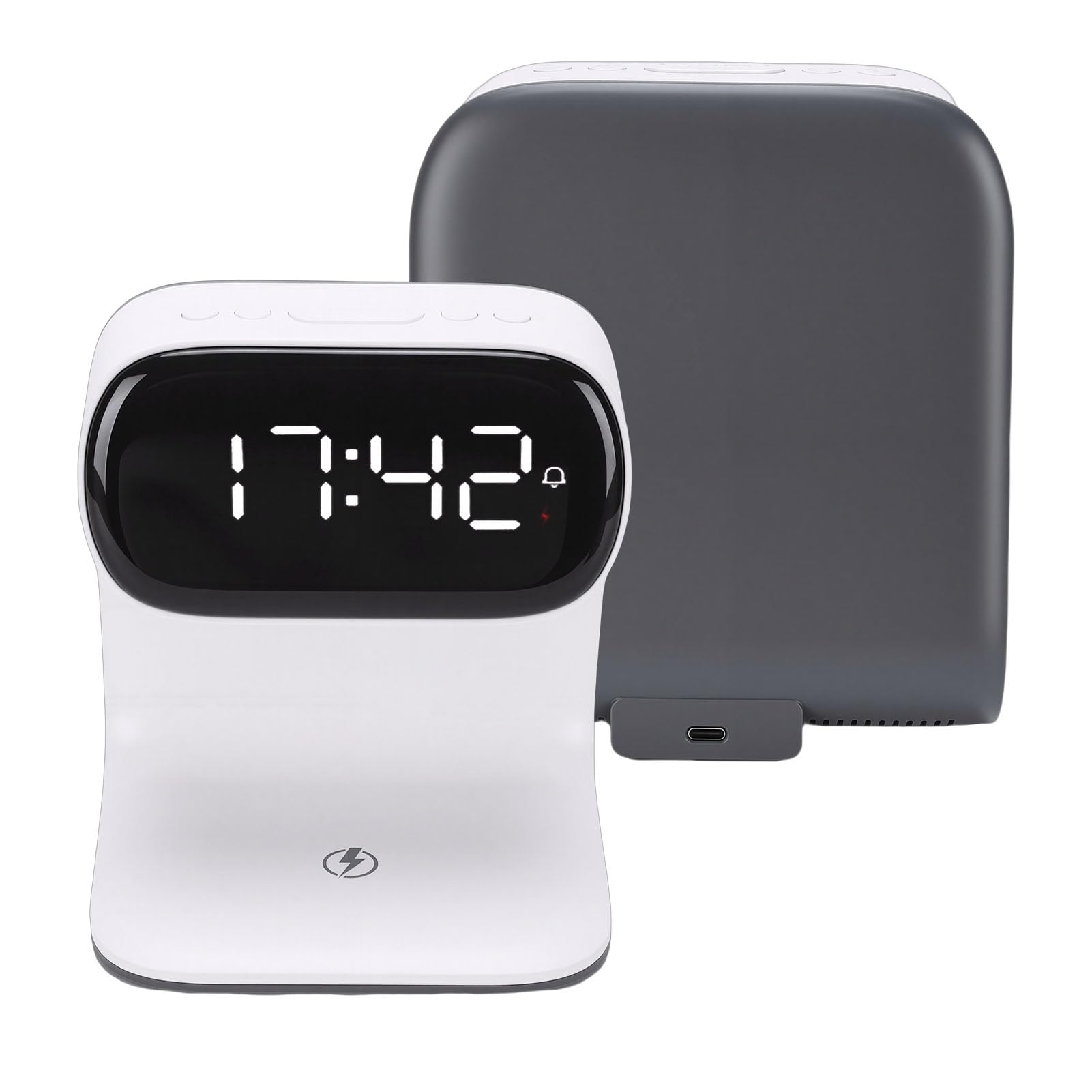 Buachois Sveglia Digitale con Stazione di Ricarica Wireless Luci Notturne | Sveglia digitale con stazione ricarica wireless 15W luce notte touch per camera da letto soggiorno